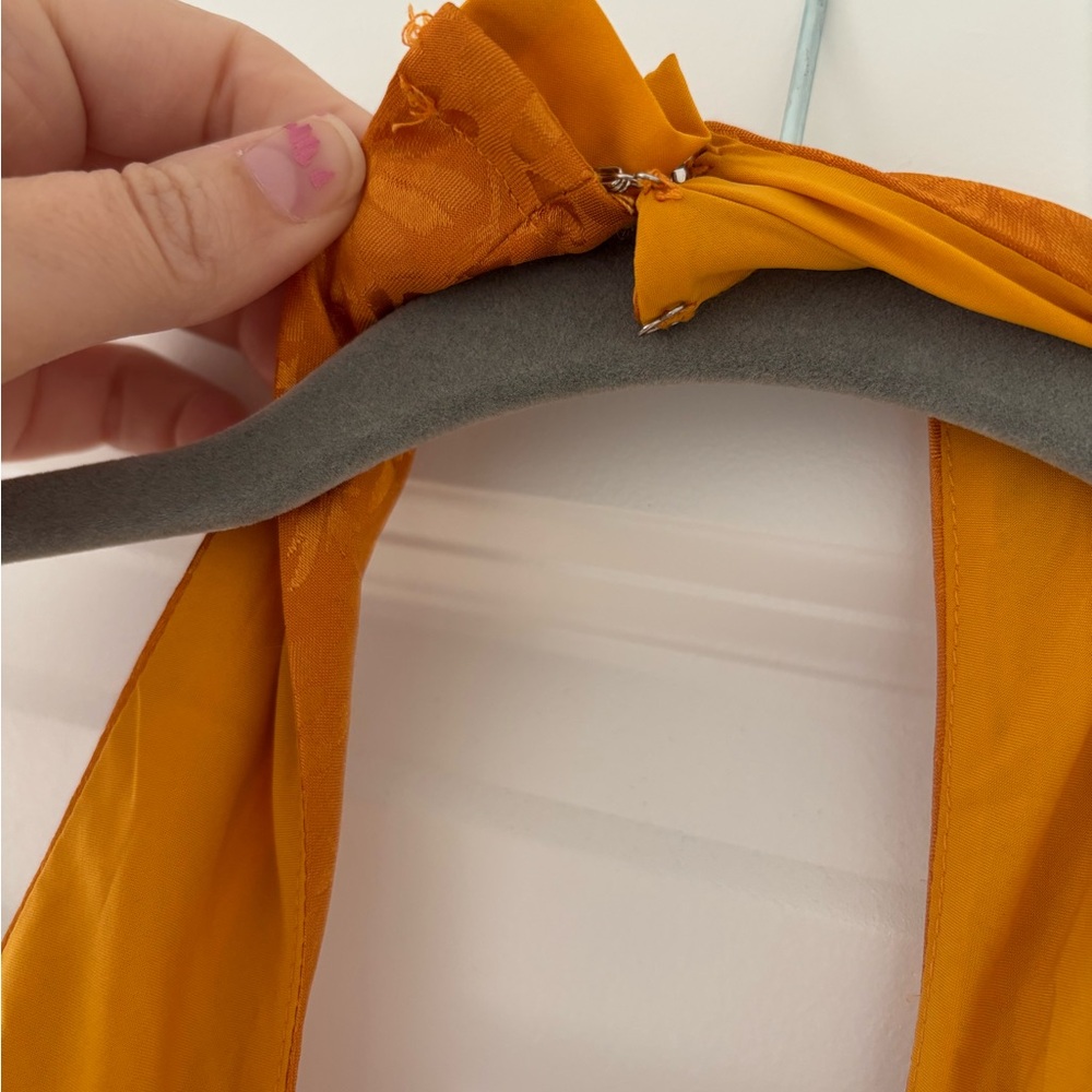 70s Inspired Mustard Yellow Halter Jumpsuit - Picture 5 of 6